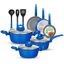 NutriChef 12-Piece Blue Nonstick Aluminum Cookware Set