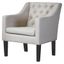 Beige Tufted Linen Accent Chair with Black Wood Legs