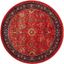 Hand-Knotted Red Synthetic Round Floral Area Rug