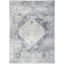 Blue Ivory Medallion Synthetic 4' x 6' Washable Area Rug