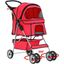 Red Folding Pet Stroller with Mesh Windows