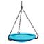 Teal Blue Crackle Glass Hanging Birdbath Bowl with Iron Chain