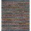 Cape Cod 4' Square Blue and Multicolor Handwoven Striped Rug