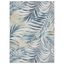 Ivory and Aqua Blue Palm Leaf 5' x 7' Indoor/Outdoor Rug