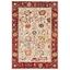 Ivory and Red Hand-knotted Synthetic Rectangular Area Rug