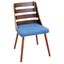 Trevi Mid-Century Walnut & Blue Upholstered Side Chair