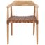 Mid-Century Teak Wood & Woven Leather Accent Chair in Natural Finish