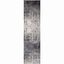 Black and Gray Abstract Shag Reversible Rug, 27" x 8"