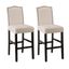 Set of 2 Cream White Leatherette Studded Barstools with Wood Legs