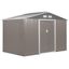 Gray Metal Outdoor Storage Shed Kit with Vents and Sliding Doors