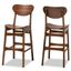 Katya Walnut Brown Adjustable Wood Bar Stool Set