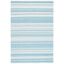 Ivory and Turquoise Striped 4' x 6' Flat Woven Wool Rug