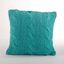 Turquoise Cable Knit Cotton Square Throw Pillow