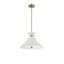 White and Brass 3-Light Modern Pendant with Adjustable Height