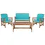 Luxurious Acacia Wood 4-Person Outdoor Conversation Set with Aqua Cushions