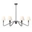 Kennedy Natural Black 6-Light Linear Pendant with Ivory Linen Shades