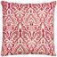 Burgundy and White Cotton Damask Square Throw Pillow