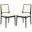 Black and White Upholstered Cane Back Side Chairs, Set of 2