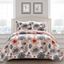 Coral and Gray Reversible Floral Full Microfiber Quilt Set