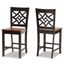 Nicolette Two-Tone Walnut and Dark Brown Wood Counter Stools - Set of 2