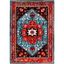 Red and Blue Rectangular Synthetic Persian Area Rug