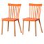 Mid-Century Modern Windsor Side Chair in Matte Orange with Beech Wood Legs