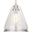 Range Elegance Triangular Clear Seeded Glass Pendant in Brushed Nickel, 19.75"