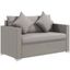 Gray Wicker Outdoor Loveseat with Cushions and Throw Pillows