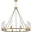 Beau 46" Rubbed Brass Chandelier with Fluted Glass Shades