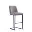 Gray Leatherette Upholstered Bar Stool with Metal Base