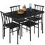 Black Metal and Wood 5-Piece Dining Set with 4 Chairs