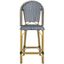 Navy and White French Bistro-Inspired Counter Stool with Wicker Accents