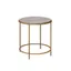 Lux Deco Stone and Satin Gold Round Metal Side Table