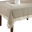 Taupe Lace Trimmed Fabric Tablecloth