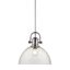 Transitional Hines 13.5" Chrome Pendant with Seeded Glass