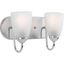 Polished Chrome 2-Light Bath Bracket with Etched Glass Shades