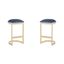 Aura 30'' Blue Faux Leather and Polished Brass Metal Barstool Set