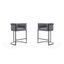 Midcentury Modernist Geometric Grey & Black Metal Counter Stools - Set of 2