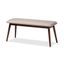 Flora Mid-Century Walnut Finish Light Grey Upholstered Dining Bench