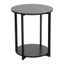 Black Oak and Steel Round End Table with Shelf