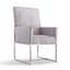 Luxurious Gray Velvet Upholstered High-Back Armchair with Metal Frame