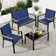 4-Piece Blue Steel Patio Conversation Set with Coffee Table