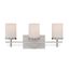 Satin Nickel 3-Light Bath Bar with White Opal Glass