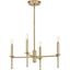 Elara Vintage Brass 4-Light Chandelier with Clear Glass Shades