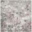 Light Grey and Purple Floral Synthetic Square Area Rug