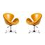 Raspberry Yellow Faux Leather Swivel Chair Set of 2