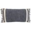 Gray Textured Cotton Lumbar Pillow with Macramé Fringe