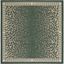 Reversible Dark Green and Ivory Synthetic Square Rug