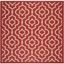 Red and Bone Geometric Square Indoor/Outdoor Area Rug