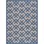 Beige and Blue Geometric Synthetic Indoor/Outdoor Area Rug